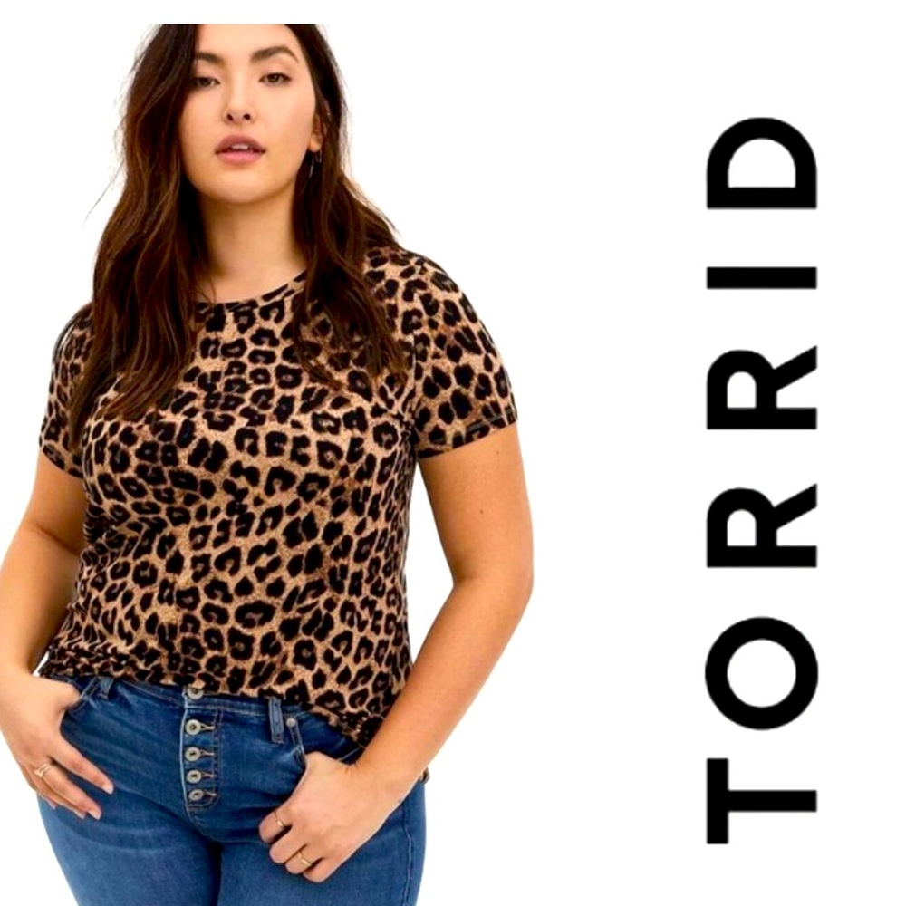 Torrid | Super Soft Knits Short Sleeve Leopard Print Top | Size 3